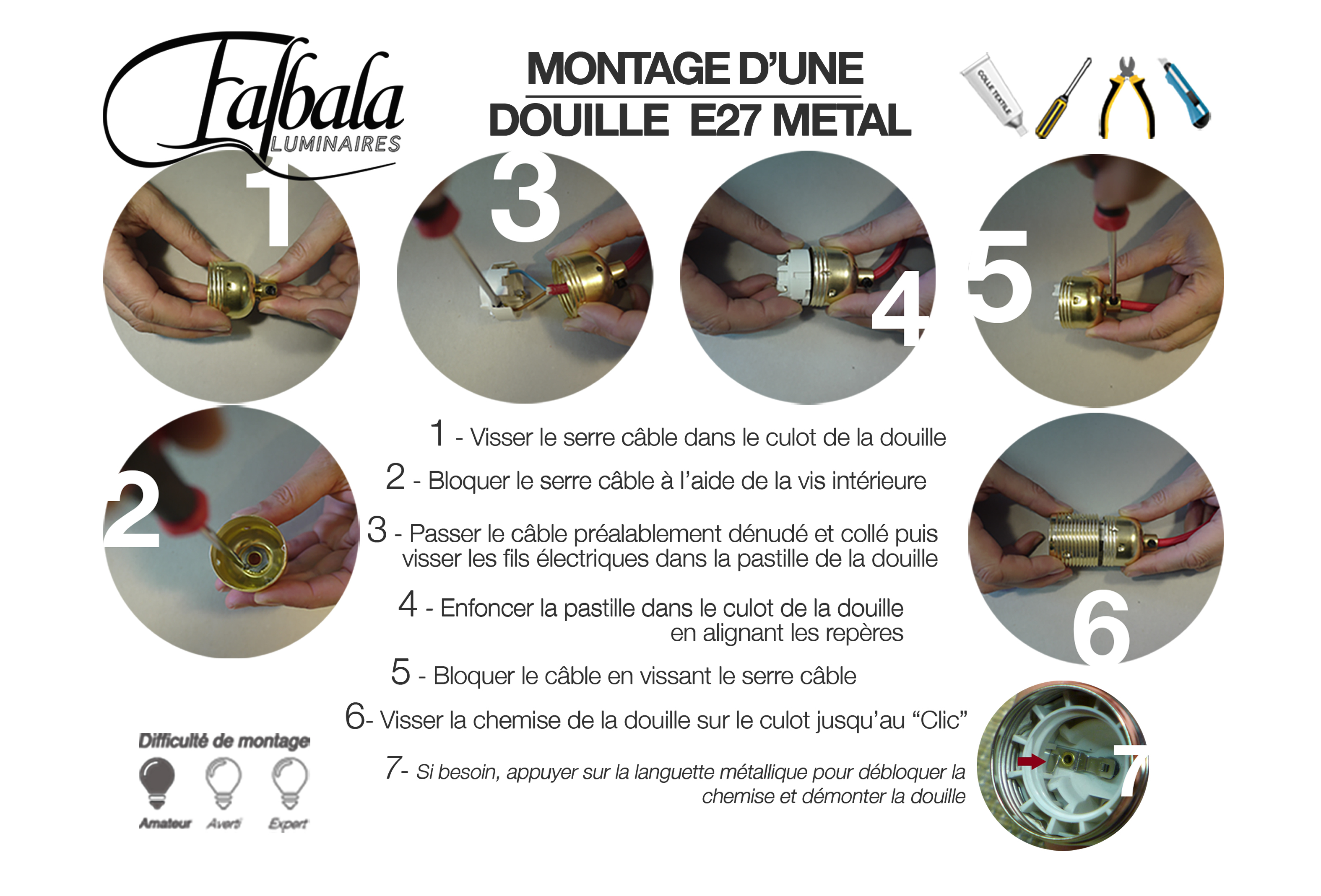 TUTO DOUILLE E27 METAL-Falbala Lumnaires