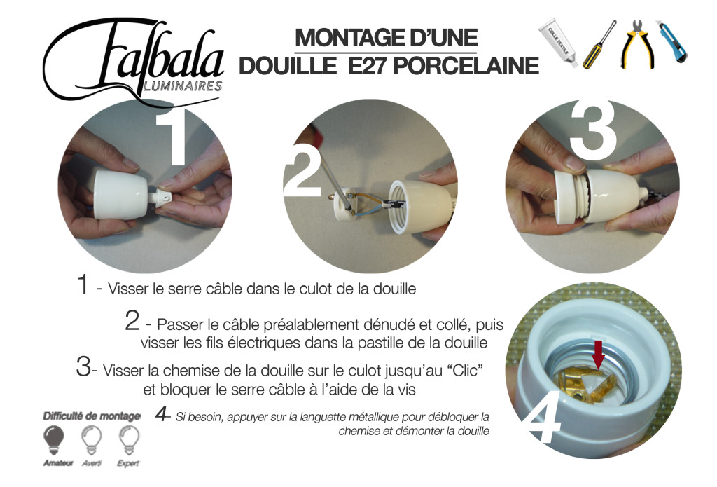 TUTO DOUILLE E27 PORCELAINE-Falbala Lumnaires