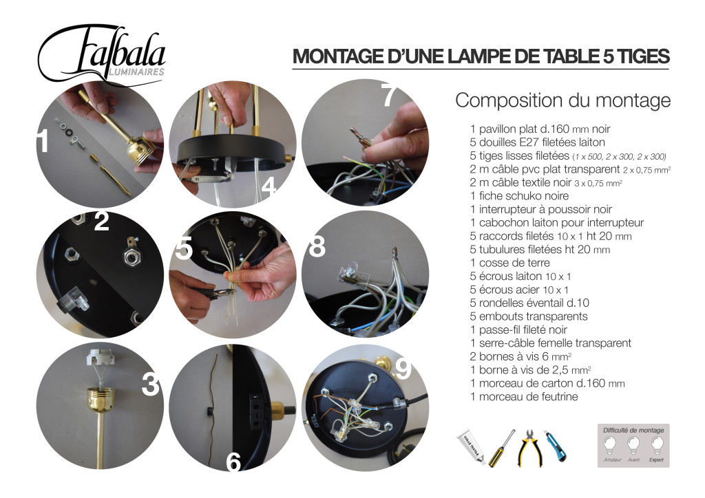 Lampe 5 tiges-TUTO-falbala luminaires