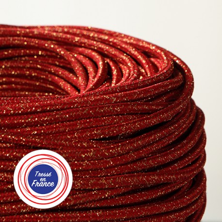 Câble textile paillettes rouge - Falbala Luminaires