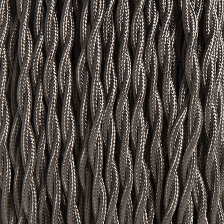 Câble textile torsadé 2x0.75mm² gris - Falbala Luminaires