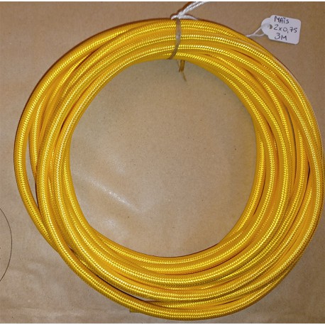 3 m - Cable textile 2x0.75² jaune maïs - DFO
