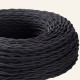 Câble torsadé 2x0.75mm² coton noir - Falbala Luminaires
