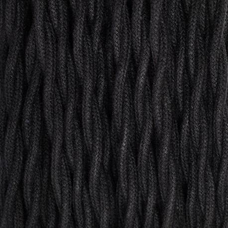 Câble torsadé 2x0.75mm² coton noir - Falbala Luminaires