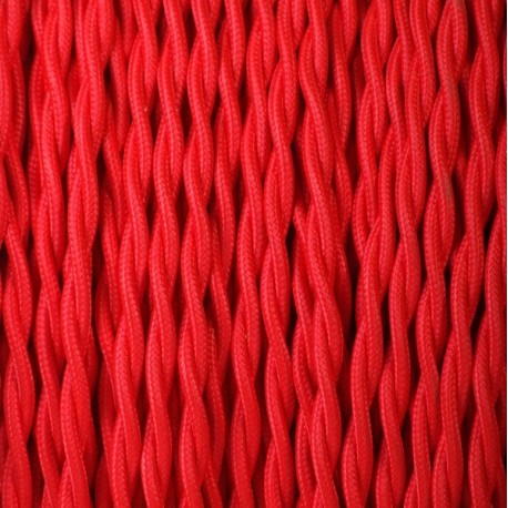 Câble textile torsadé 2x0.75mm² rouge - Falbala Luminaires