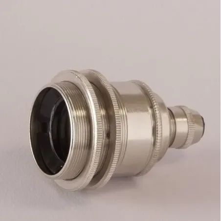 Douille E27 filetée nickel avec serre cable - Falbala-Luminaires