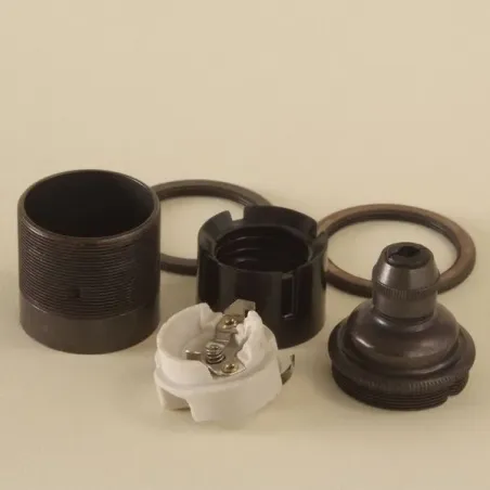 Douille E27 filetée bronze avec serre-câble - Falbala-Luminaires