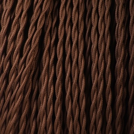 Câble lustrerie textile torsadé marron 2x0.35mm² - Falbala Luminaires