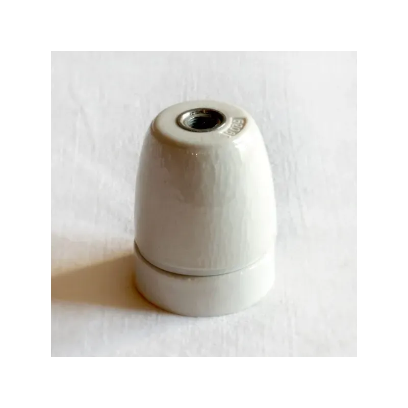 Douille E27 porcelaine avec terre - Falbala-Luminaires