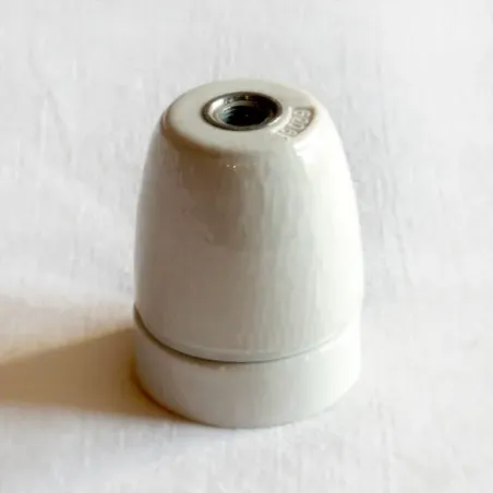 Douille E27 porcelaine avec terre - Falbala-Luminaires