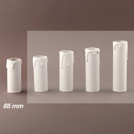 Fourreau - tube de bougie d24 blanc à gouttes - ht 65 - Falbala Luminaires