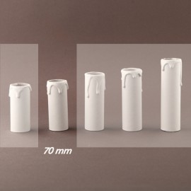 Fourreau - tube de bougie d24 blanc à gouttes - ht 70 - Falbala-luminaires