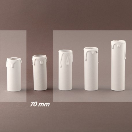Fourreau - tube de bougie d24 blanc à gouttes - ht 70 - Falbala Luminaires