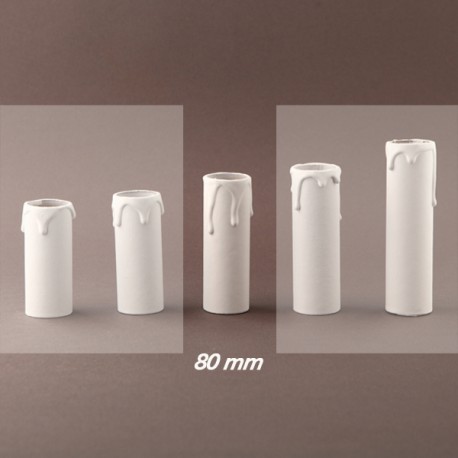 Fourreau - tube de bougie d24 blanc à gouttes - ht 80 - Falbala-luminaires