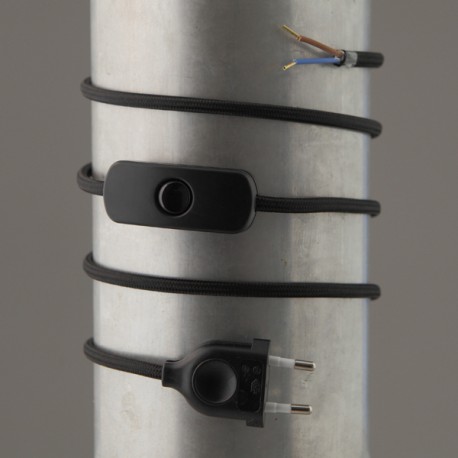 Cordon de lampe textile noir - Falbala Luminaires
