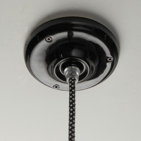 Rosace porcelaine lisse D105 noire - Falbala Luminaires