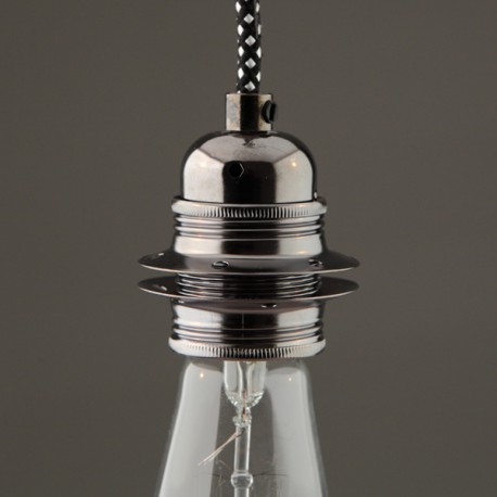 Douille E27 filetée nickel noir - Falbala-Luminaires