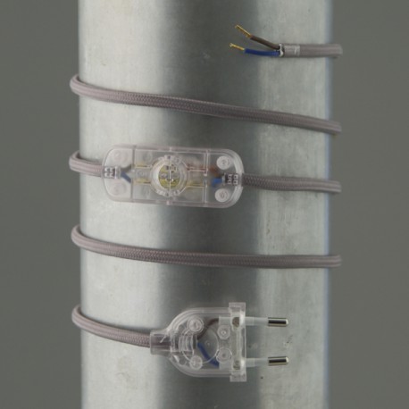 Cordon de lampe textile gris - Falbala Luminaires