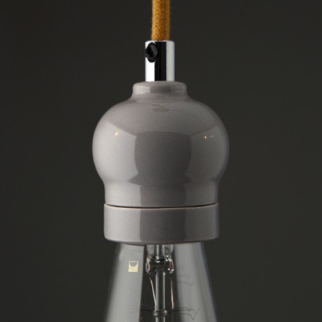 Douille E27 porcelaine indie grise - Falbala-Luminaires