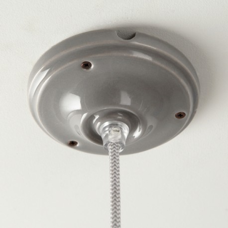 Rosace porcelaine lisse D105 grise - Falbala Luminaires